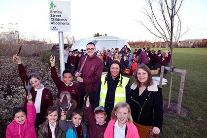 children celebrate activity in Active Design case study