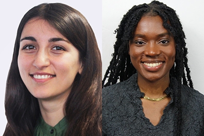 Headshot of Ayshah Aziz, service designer, and Nifemi Oni, project co-ordinator/research. The Innovation Unit.