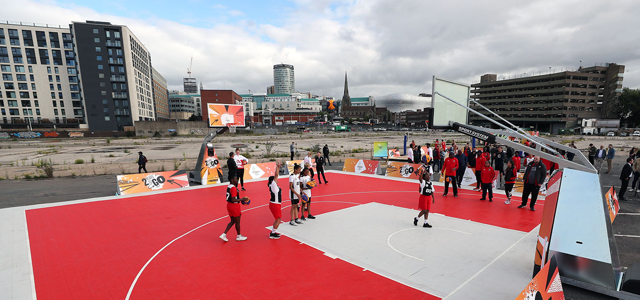 Children in Birmingham play 3x3 basketball at celebrations to mark two years until Birmingham 2022