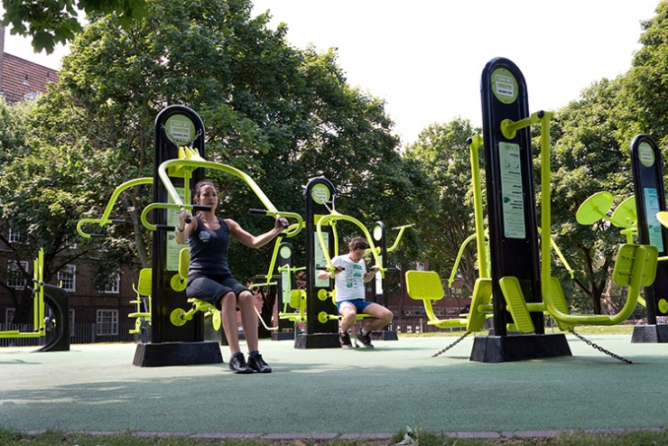 An outdoor gym in a park