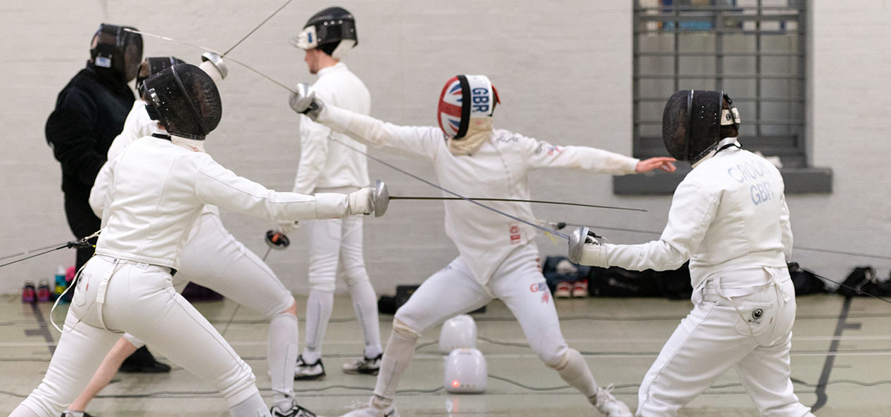 Fencers taking part in a training session