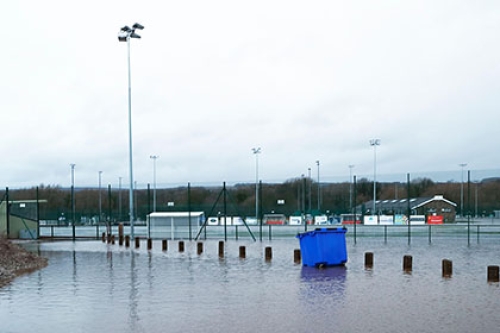 A sports centre that has been hit by flooding