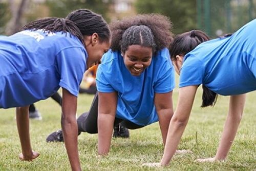 Three children enjoy being active