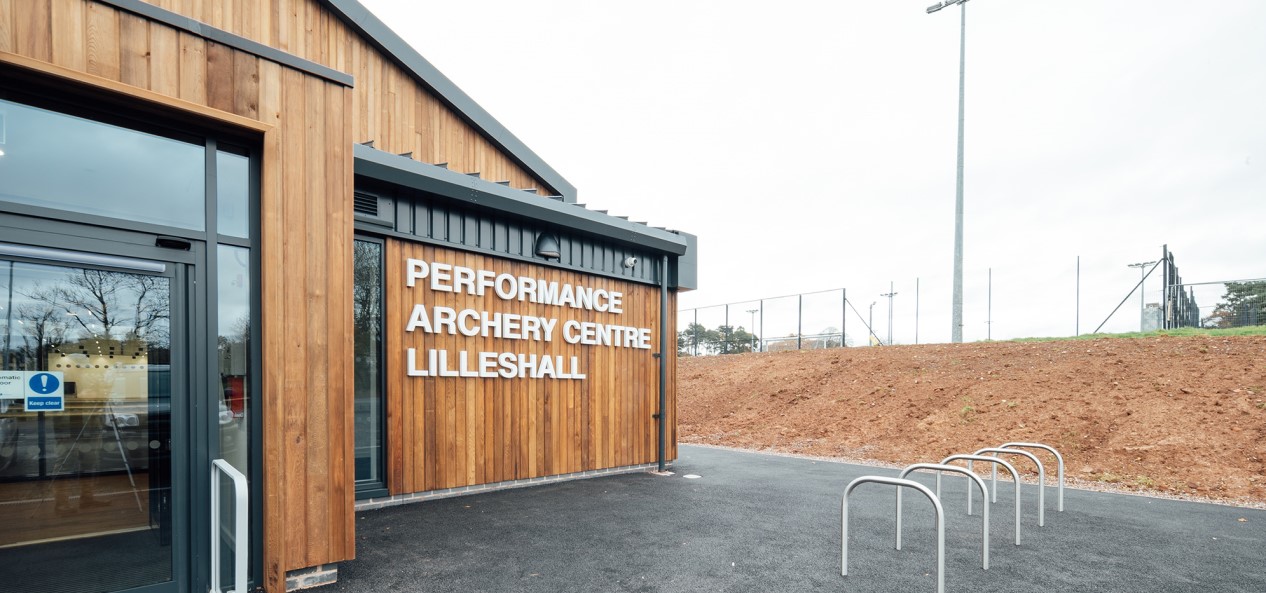 Outside shot of the Performance Archery Centre at Lilleshall.