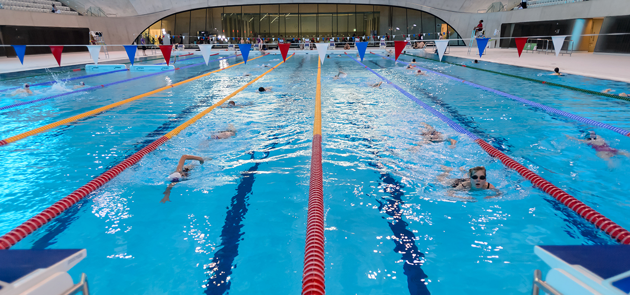 Lane swimming at a public indoor swimming pool - the London Aquatics Centre