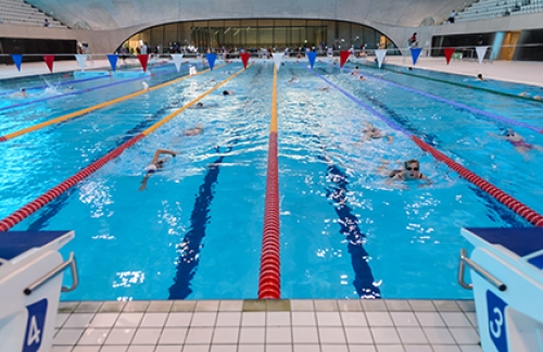 Lane swimming at a public indoor swimming pool - the London Aquatics Centre