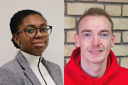 Headshots of Naomi Curniffe and Aaron Dunkley