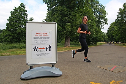 A woman jogging in the park