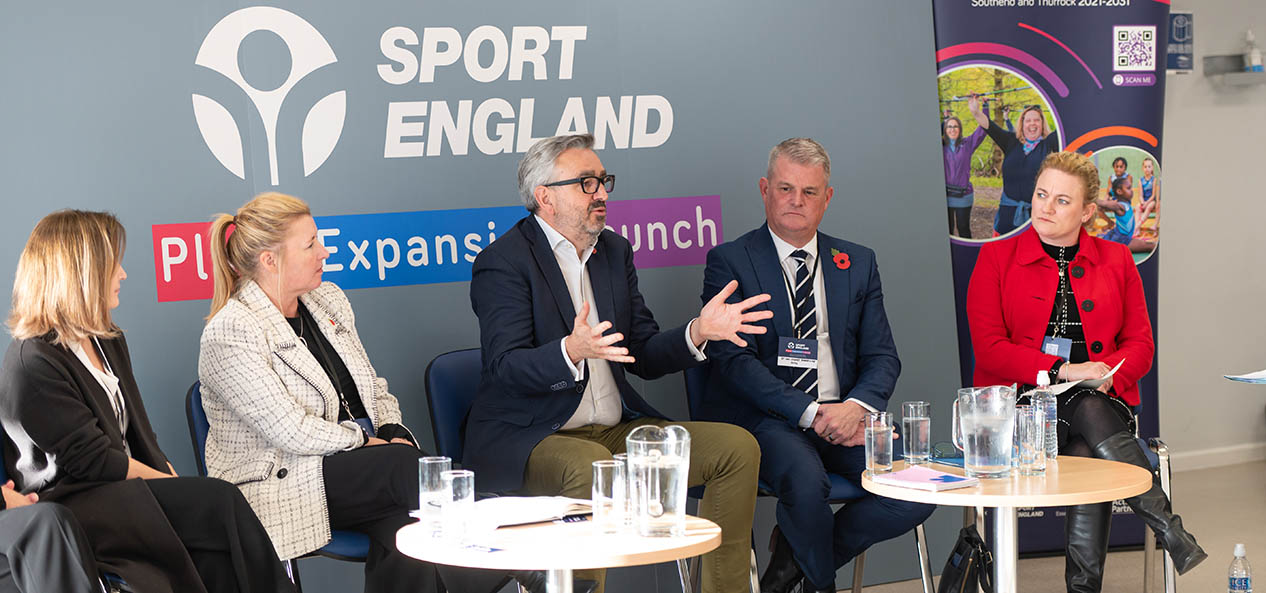 Tim Hollingsworth, Sport England's chief executive, addresses the audience during a panel in Essex while presenting our place partnership expansion plans.