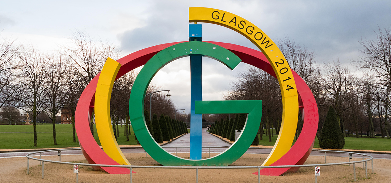 A statue of the Glasgow 2014 Commonwealth Games logo