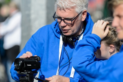 School Games organisers film a hockey match at the 2017 School Games in Loughborough