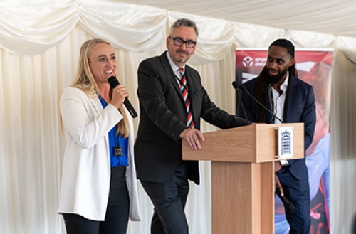 Jodie Cunningham, Tim Hollingsworth and Born Barikor at a Sport England Parliamentary Reception