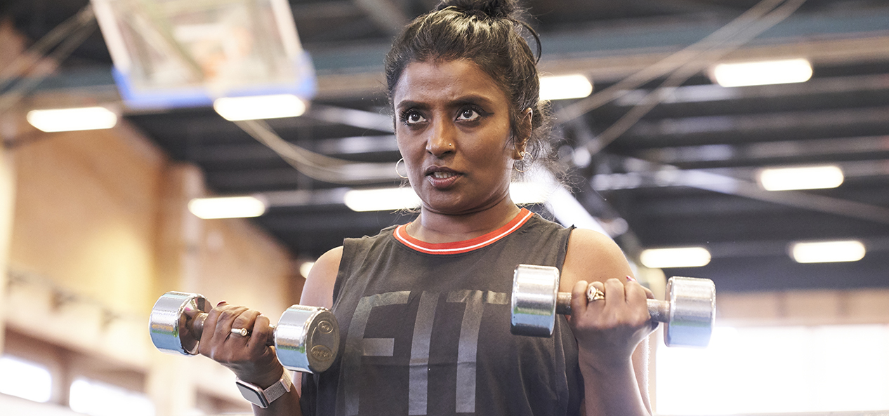 A woman working out in the gym