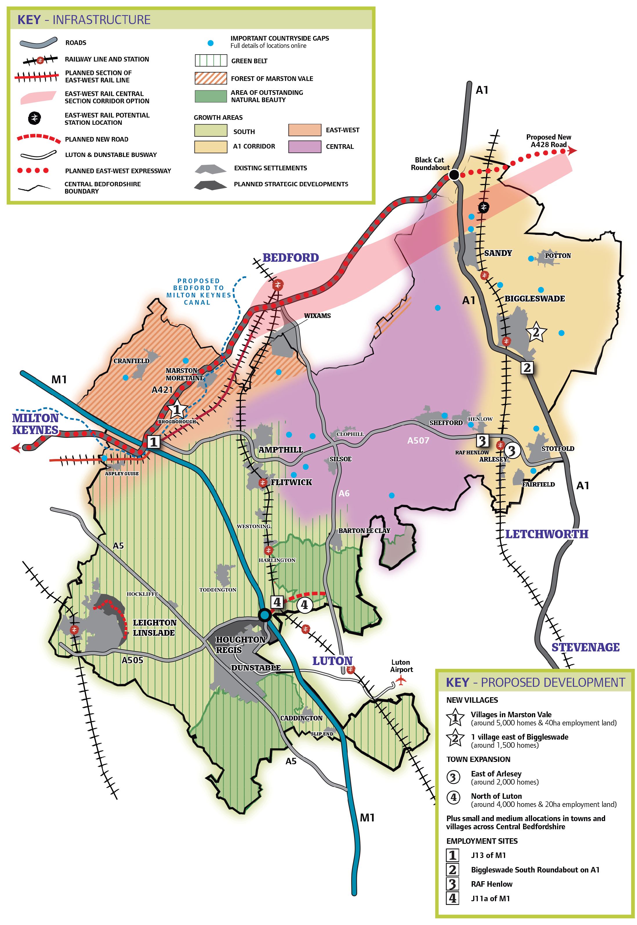 A map of central Bedfordshire