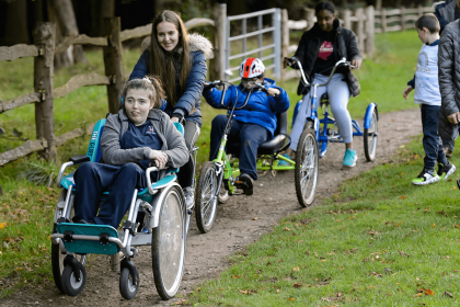 Disabled children being active outdoors