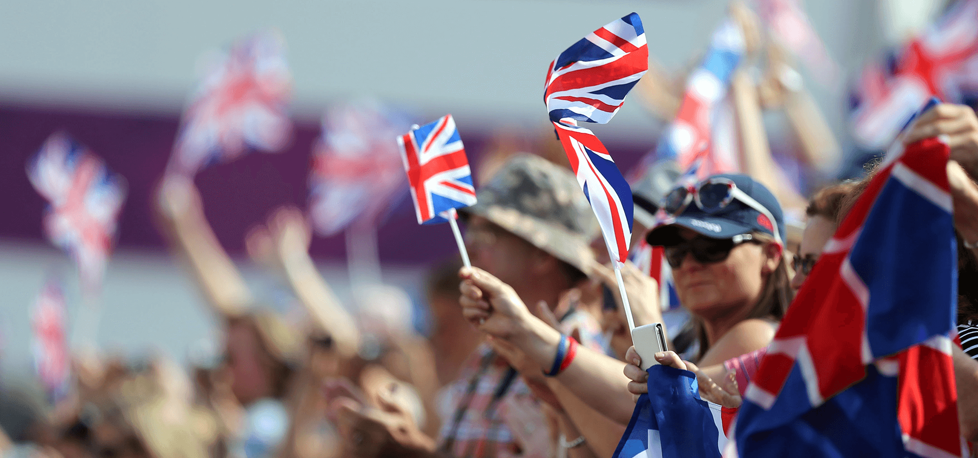 Major events crowd waving flags