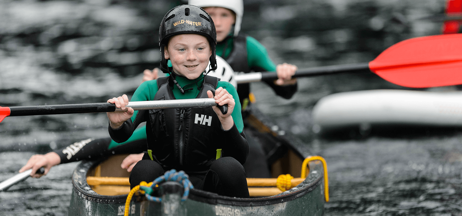 Safeguarding two people paddling in canoe