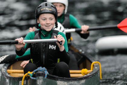 Safeguarding two people paddling in canoe