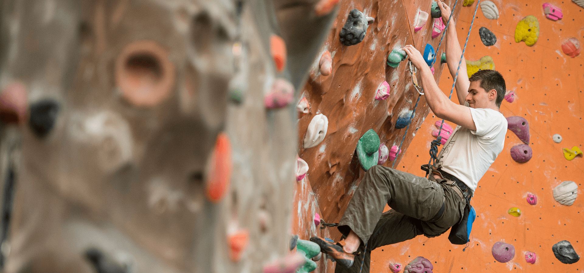 Volunteering climbing action shot